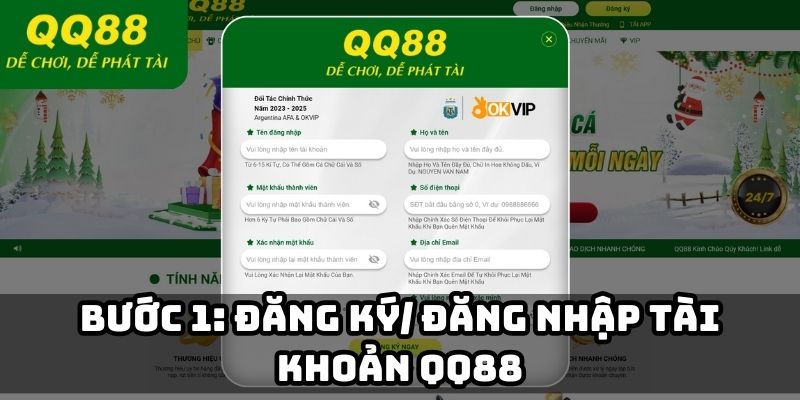 Đăng ký/ đăng nhập tài khoản QQ88