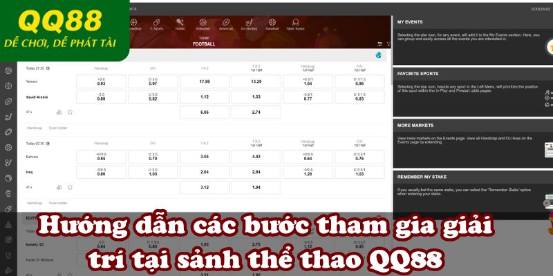 Hướng dẫn các bước tham gia giải trí tại sảnh thể thao QQ88